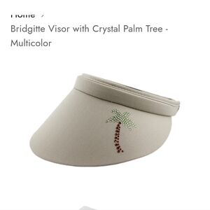 dolly mama Tan Visor with Crystal Rhinestone Palm Tree